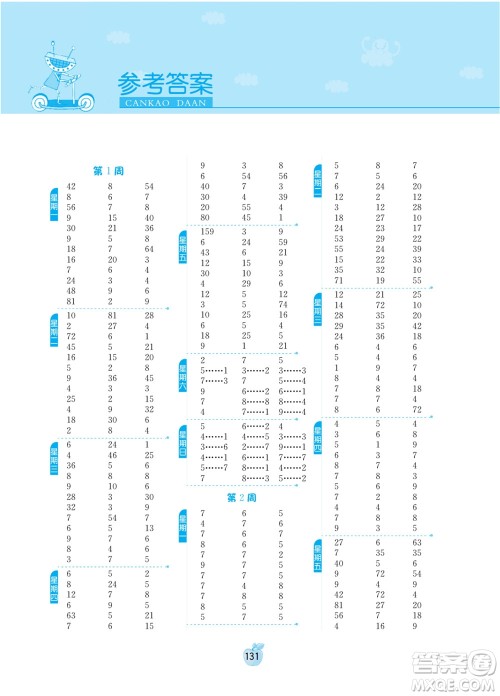 江苏人民出版社2022小学数学计算高手二年级下册BSD北师大版答案