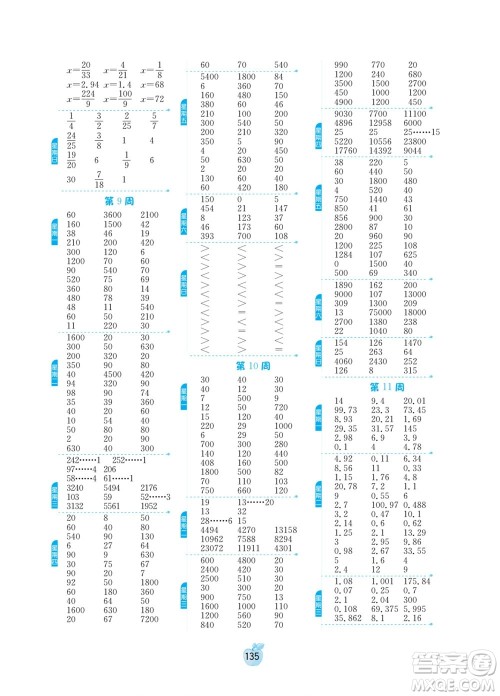 江苏人民出版社2022小学数学计算高手六年级下册BSD北师大版答案