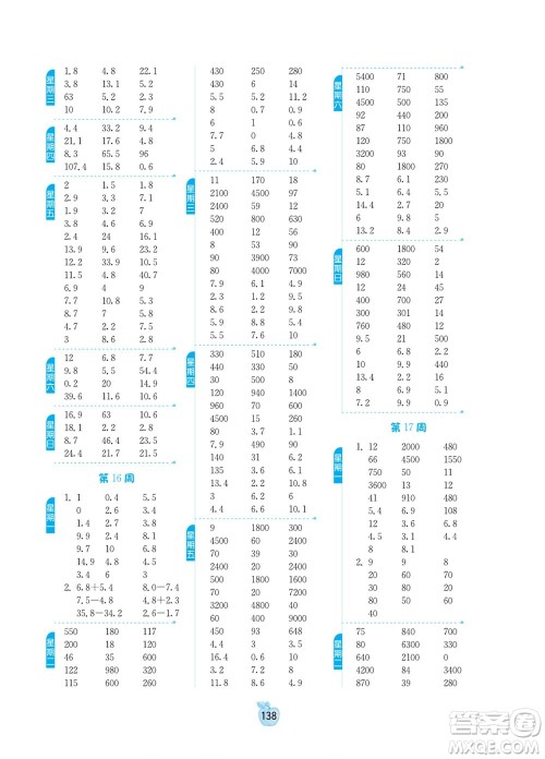 江苏人民出版社2022小学数学计算高手三年级下册RMJY人教版答案 江苏人民出版社2022小学数学计算高手三年级下册RMJY人教版答案