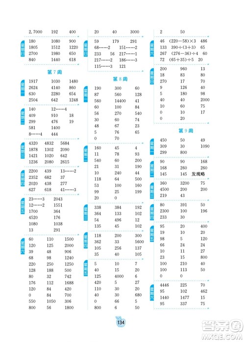 江苏人民出版社2022小学数学计算高手三年级下册JSJY苏教版答案