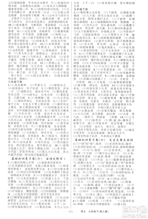 新疆青少年出版社2022四清导航九年级语文下册人教版参考答案 新疆青少年出版社2022四清导航九年级语文下册人教版参考答案