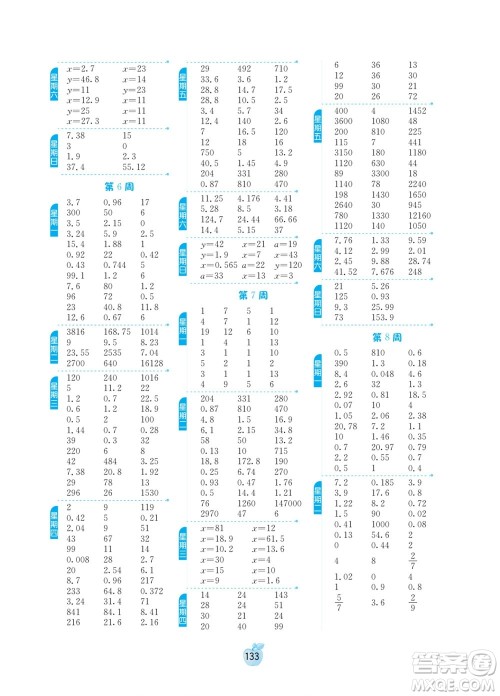 江苏人民出版社2022小学数学计算高手五年级下册JSJY苏教版答案