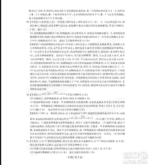 智慧上进2021-2022学年高三一轮复习验收考试理科综合试题及答案