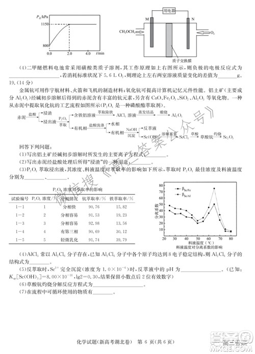 2022届华大新高考联盟高三下学期开学考试收心卷化学试题及答案