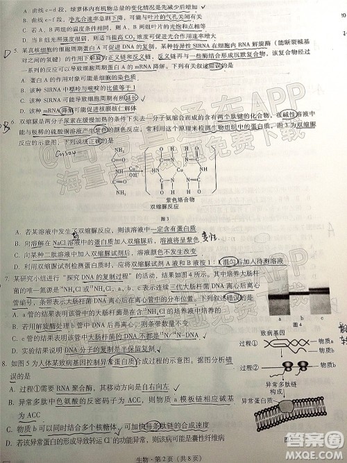 巴蜀中学2022届高考适应性月考卷七生物试题及答案