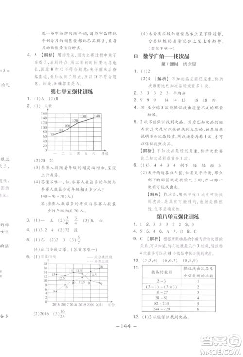 开明出版社2022全品学练考五年级数学下册人教版参考答案