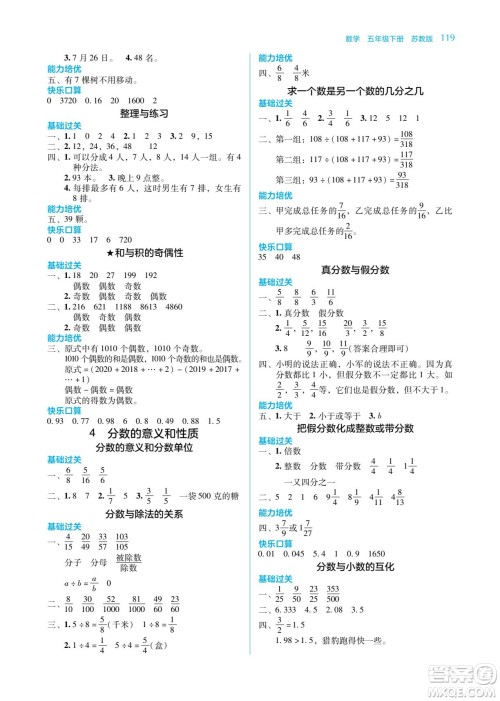 湖南教育出版社2022学法大视野五年级数学下册苏教版答案