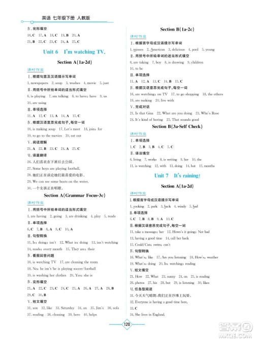 湖南教育出版社2022学法大视野七年级英语下册人教版答案