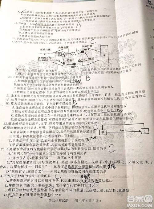 河南信阳2021-2022学年普通高中高三第二次教学质量检测生物试题及答案