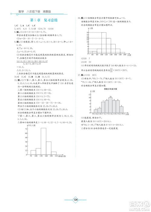 湖南教育出版社2022学法大视野八年级数学下册湘教版答案