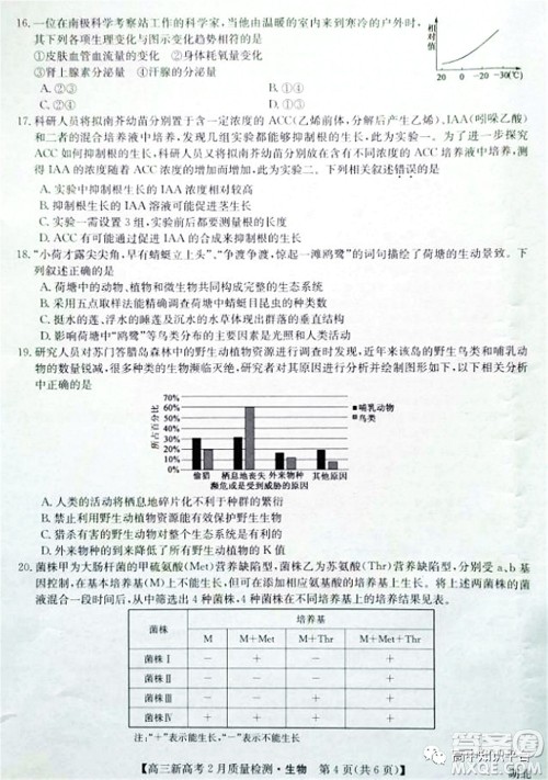 2022年湖北省新高考联考协作体高三新高考2月质量检测生物试题及答案