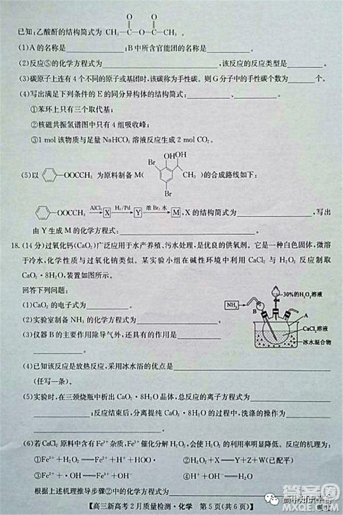 2022年湖北省新高考联考协作体高三新高考2月质量检测化学试题及答案 2022年湖北省新高考联考协作体高三新高考2月质量检测化学试题及答案