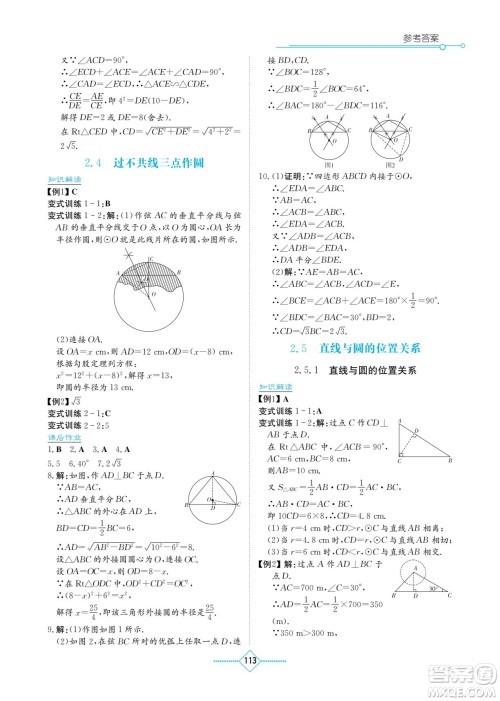 湖南教育出版社2022学法大视野九年级数学下册湘教版答案