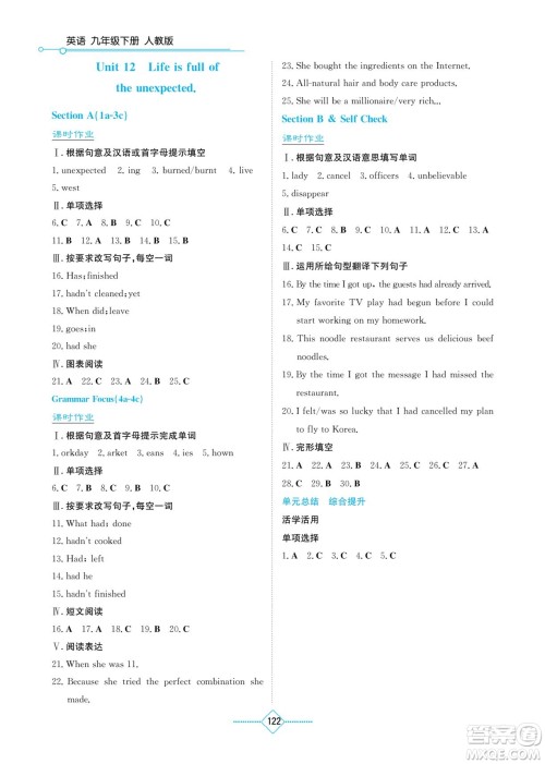 湖南教育出版社2022学法大视野九年级英语下册人教版答案 湖南教育出版社2022学法大视野九年级英语下册人教版答案