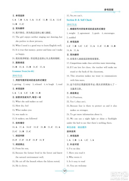 湖南教育出版社2022学法大视野九年级英语下册人教版答案