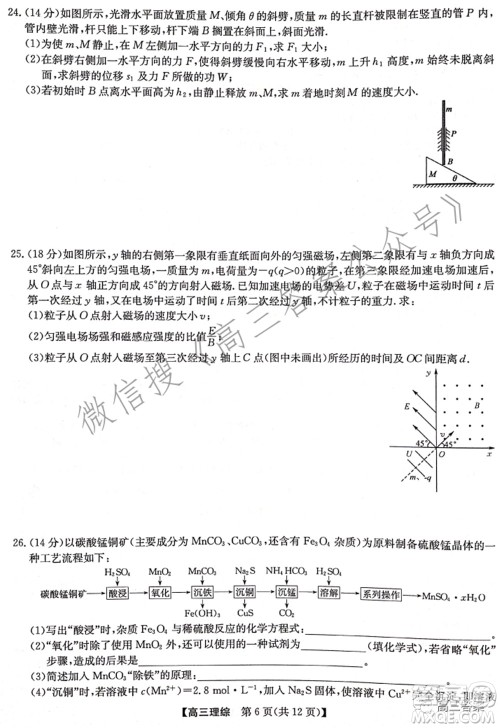 2022年2月九师联盟高三联考理科综合试题及答案