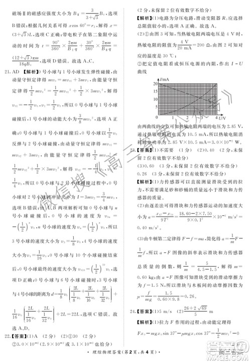 2022届普通高等学校招生全国统一考试青桐鸣2月大联考理科综合试题及答案