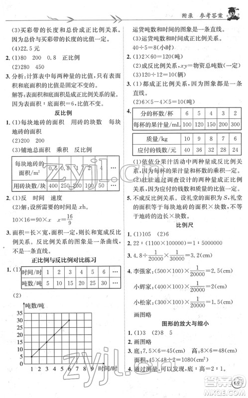 龙门书局2022黄冈小状元解决问题天天练六年级数学下册R人教版答案