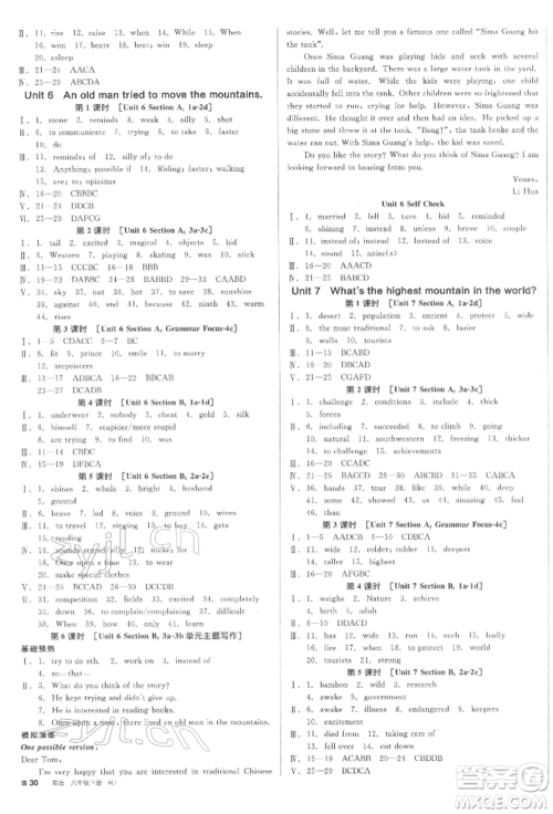 北京时代华文书局2022全品学练考听课手册八年级英语下册人教版江西专版参考答案 北京时代华文书局2022全品学练考听课手册八年级英语下册人教版江西专版参考答案