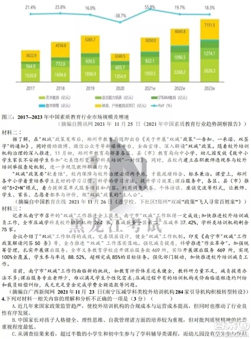 哈尔滨市第九中学校2021-2022学年度下学期开学考试高三语文试题及答案