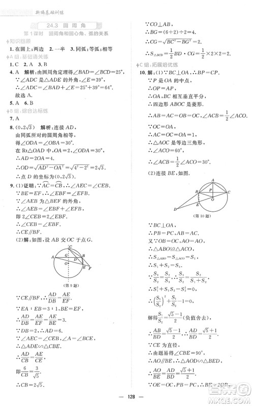 安徽教育出版社2022新编基础训练九年级数学下册通用版S答案