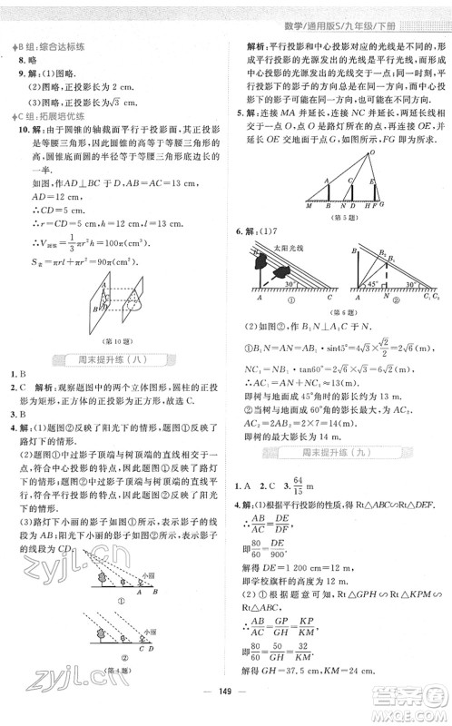 安徽教育出版社2022新编基础训练九年级数学下册通用版S答案