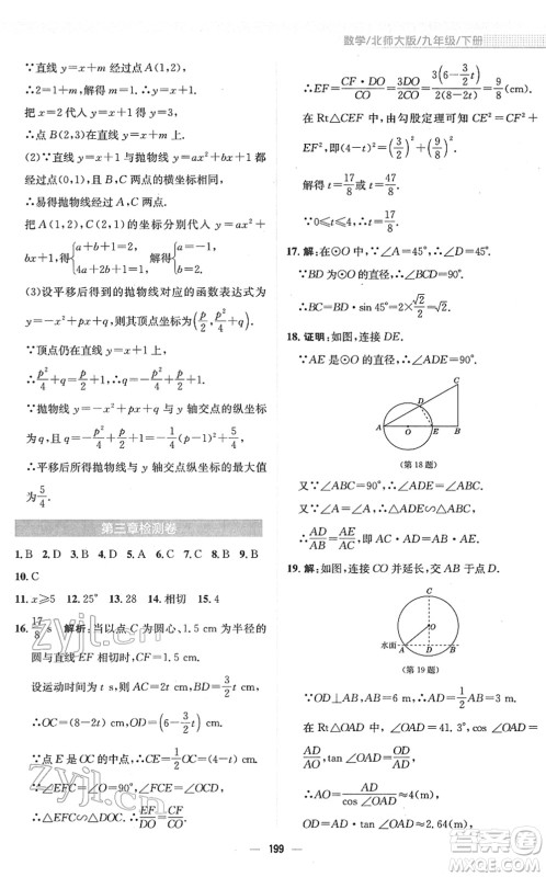 安徽教育出版社2022新编基础训练九年级数学下册北师大版答案 安徽教育出版社2022新编基础训练九年级数学下册北师大版答案
