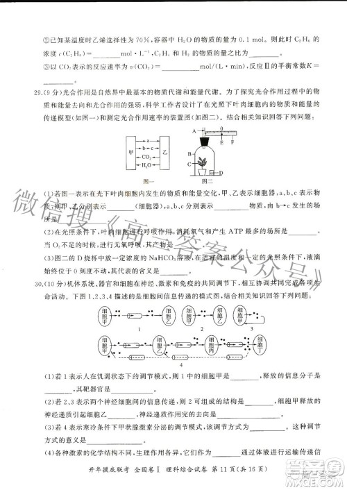 百师联盟2022届高三开年摸底联考全国卷1理科综合试题及答案