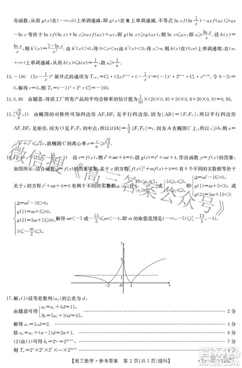 2022年山西金太阳2月联考高三理科数学试题及答案