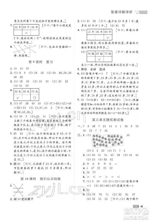 北京教育出版社2022亮点给力提优班多维互动空间一年级数学下册苏教版参考答案