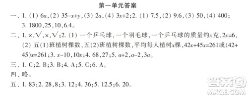 2022年小学生数学报配套试卷五年级下册第一单元测试卷参考答案