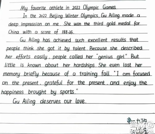 My favorite athlete in 2022  Olympic Games英语作文范文5篇