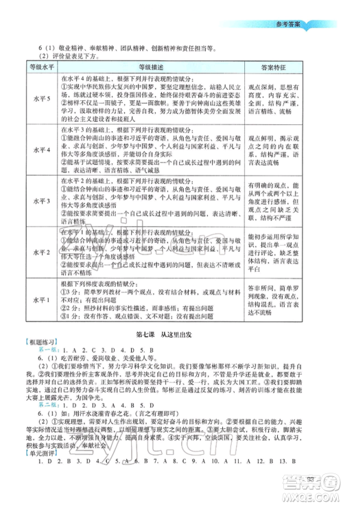 广州出版社2022阳光学业评价九年级道德与法治下册人教版参考答案