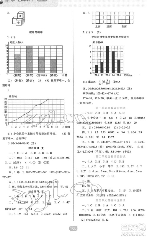 辽海出版社2022新课程能力培养四年级数学下册北师大版答案 辽海出版社2022新课程能力培养四年级数学下册北师大版答案