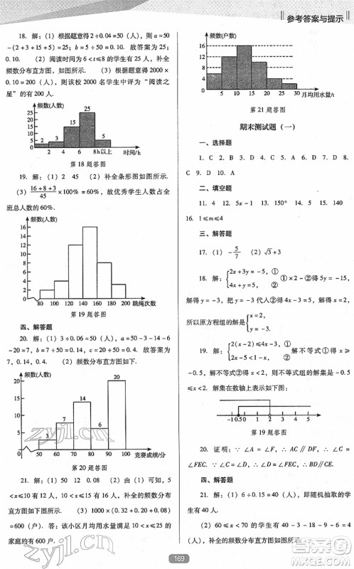 辽海出版社2022新课程数学能力培养七年级下册人教版D版大连专用答案