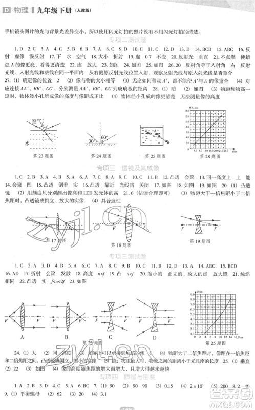 辽海出版社2022新课程物理能力培养九年级下册人教版D版大连专用答案