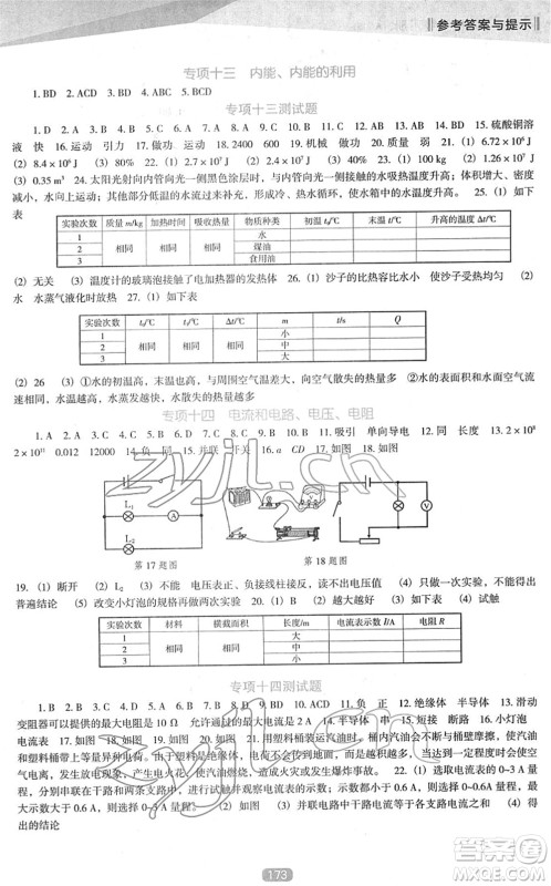 辽海出版社2022新课程物理能力培养九年级下册人教版D版大连专用答案
