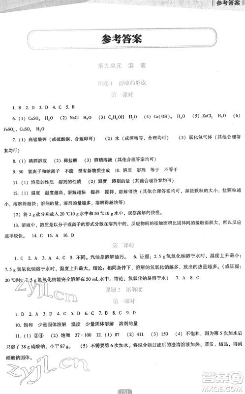 辽海出版社2022新课程化学能力培养九年级下册人教版D版大连专用答案