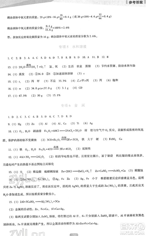 辽海出版社2022新课程化学能力培养九年级下册人教版D版大连专用答案