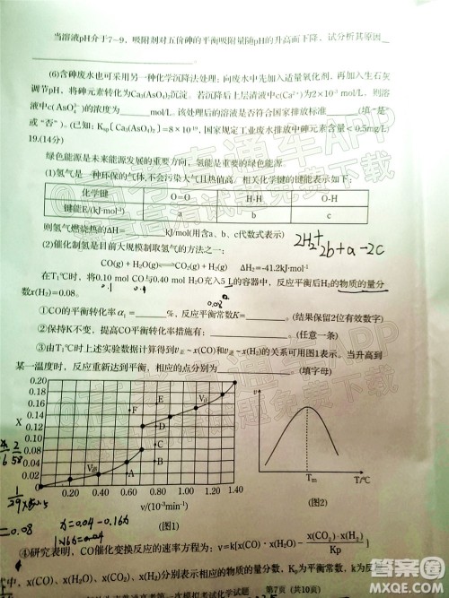 2022年汕头市普通高考第一次模拟考试试题化学答案