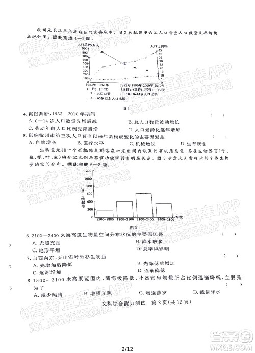 2022年陕西省高三教学质量检测试题一文科综合试题及答案 2022年陕西省高三教学质量检测试题一文科综合试题及答案