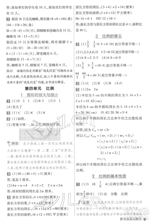 南京师范大学出版社2022一遍过六年级数学下册苏教版参考答案