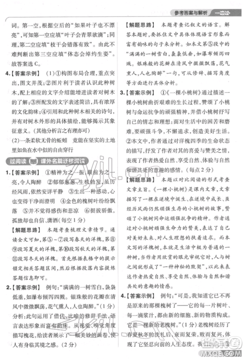 南京师范大学出版社2022一遍过七年级语文下册人教版参考答案 南京师范大学出版社2022一遍过七年级语文下册人教版参考答案