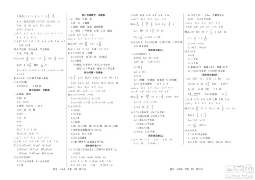 延边教育出版社2022优优好卷小学数学六年级下册JSB江苏版答案