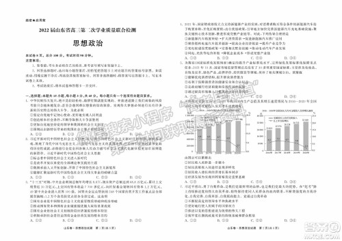 2022届山东省高三第二次学业质量联合检测思想政治试题及答案