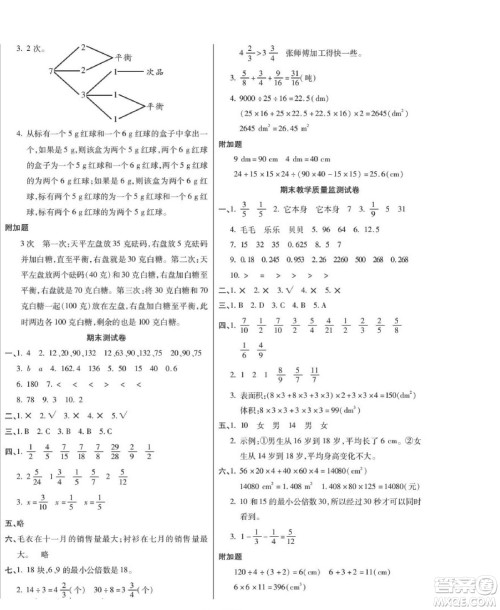 世界图书出版公司2022考易百分百周末提优训练数学5年级下RJ人教版答案