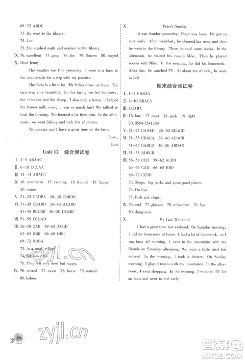 安徽大学出版社2022创新课堂创新作业本七年级英语下册人教版参考答案 安徽大学出版社2022创新课堂创新作业本七年级英语下册人教版参考答案