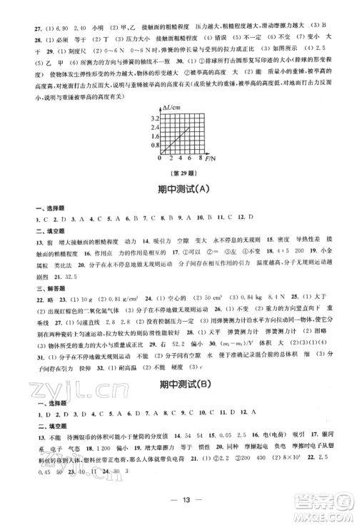 江苏凤凰美术出版社2022创新课时作业八年级物理下册江苏版参考答案 江苏凤凰美术出版社2022创新课时作业八年级物理下册江苏版参考答案