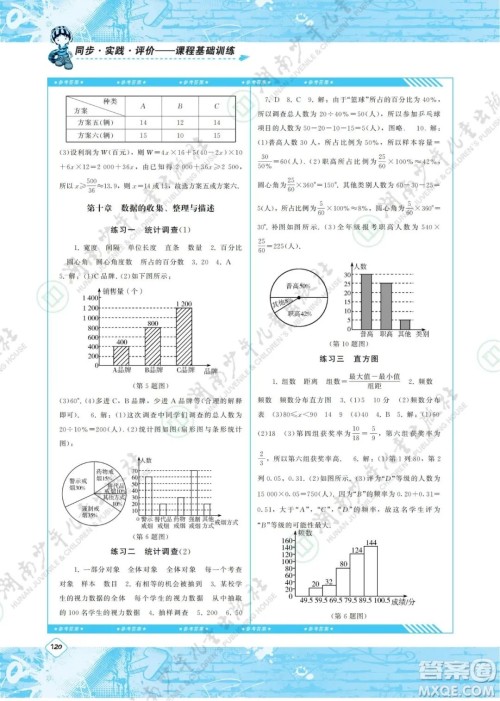 湖南少年儿童出版社2022课程基础训练七年级数学下册人教版答案