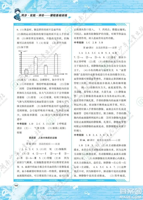 湖南少年儿童出版社2022课程基础训练七年级生物下册人教版答案